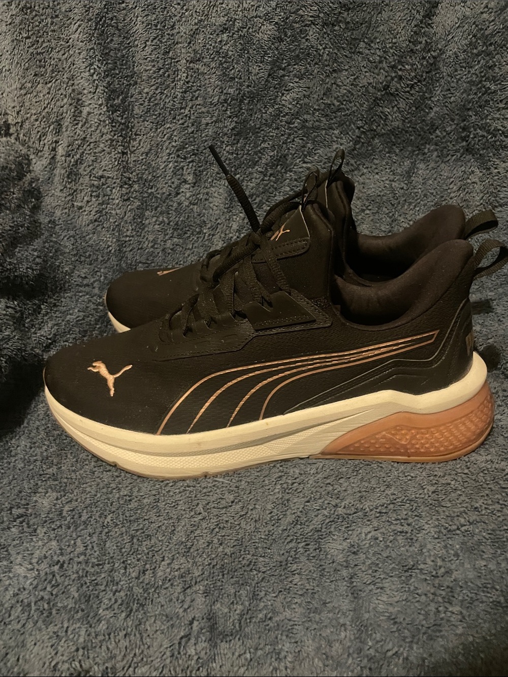 Puma womans Black Sneakers with Rose Gold Accents